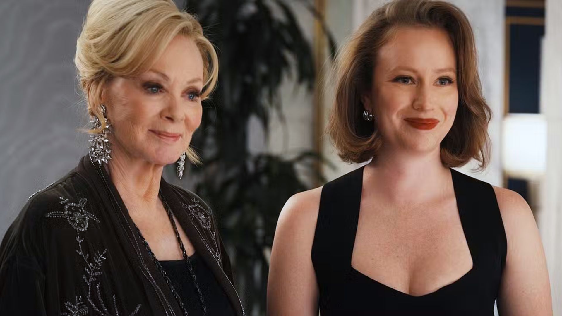Deborah and Ava look at something off screen.