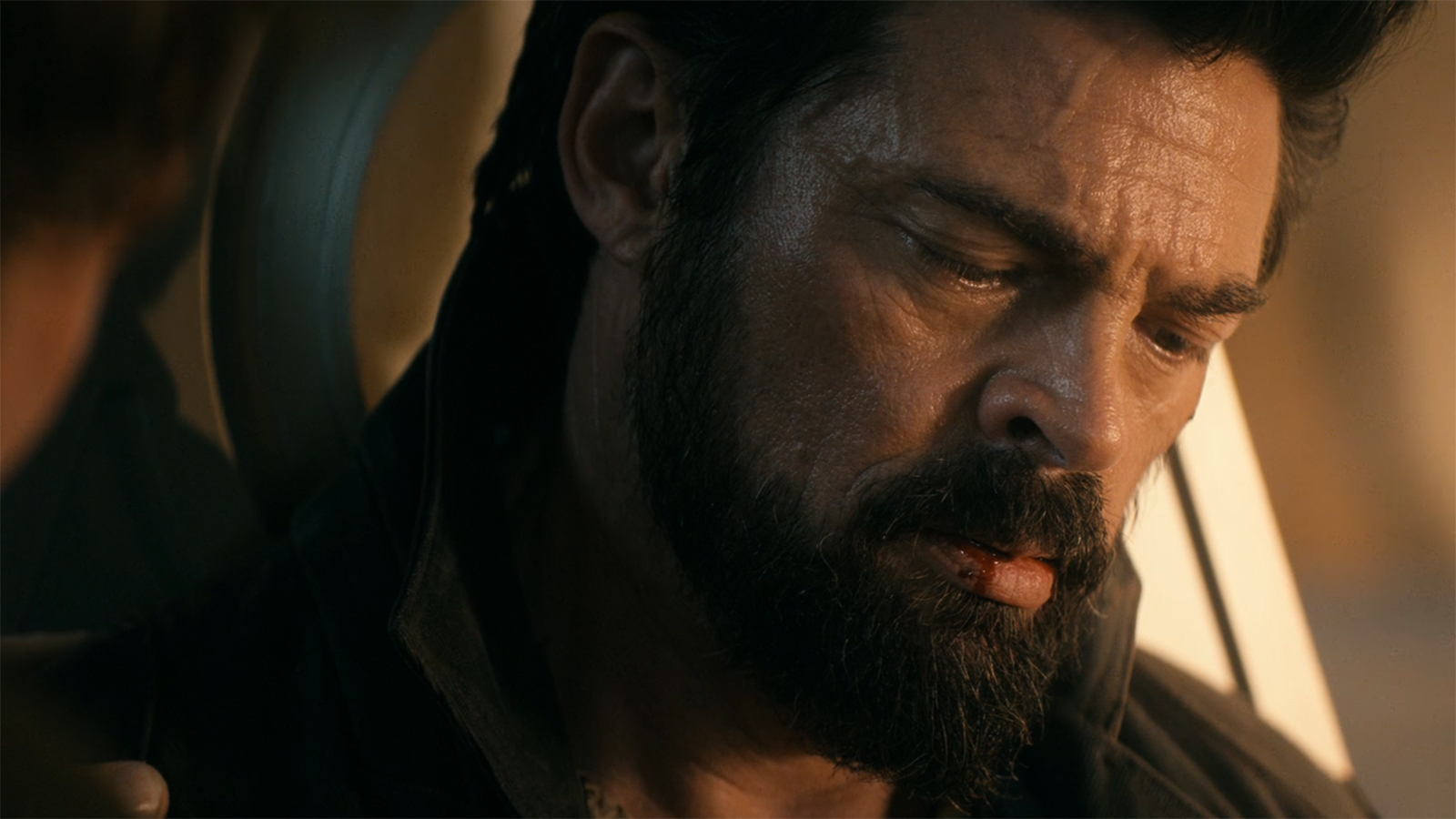 A close-up of dying Billy Butcher's face in The Boys season 5, episode 8