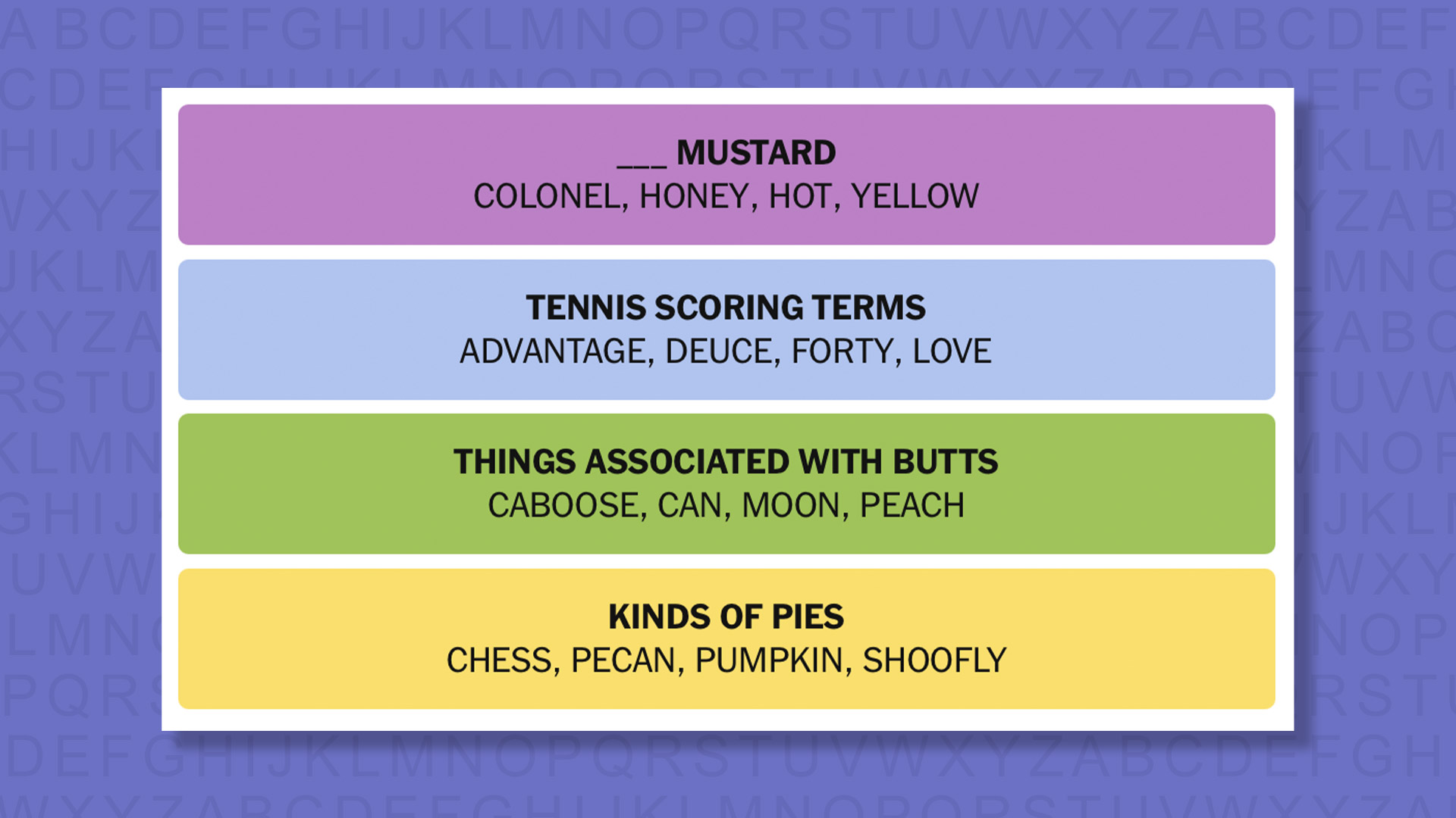 NYT Connections answers game 1075 on a purple background