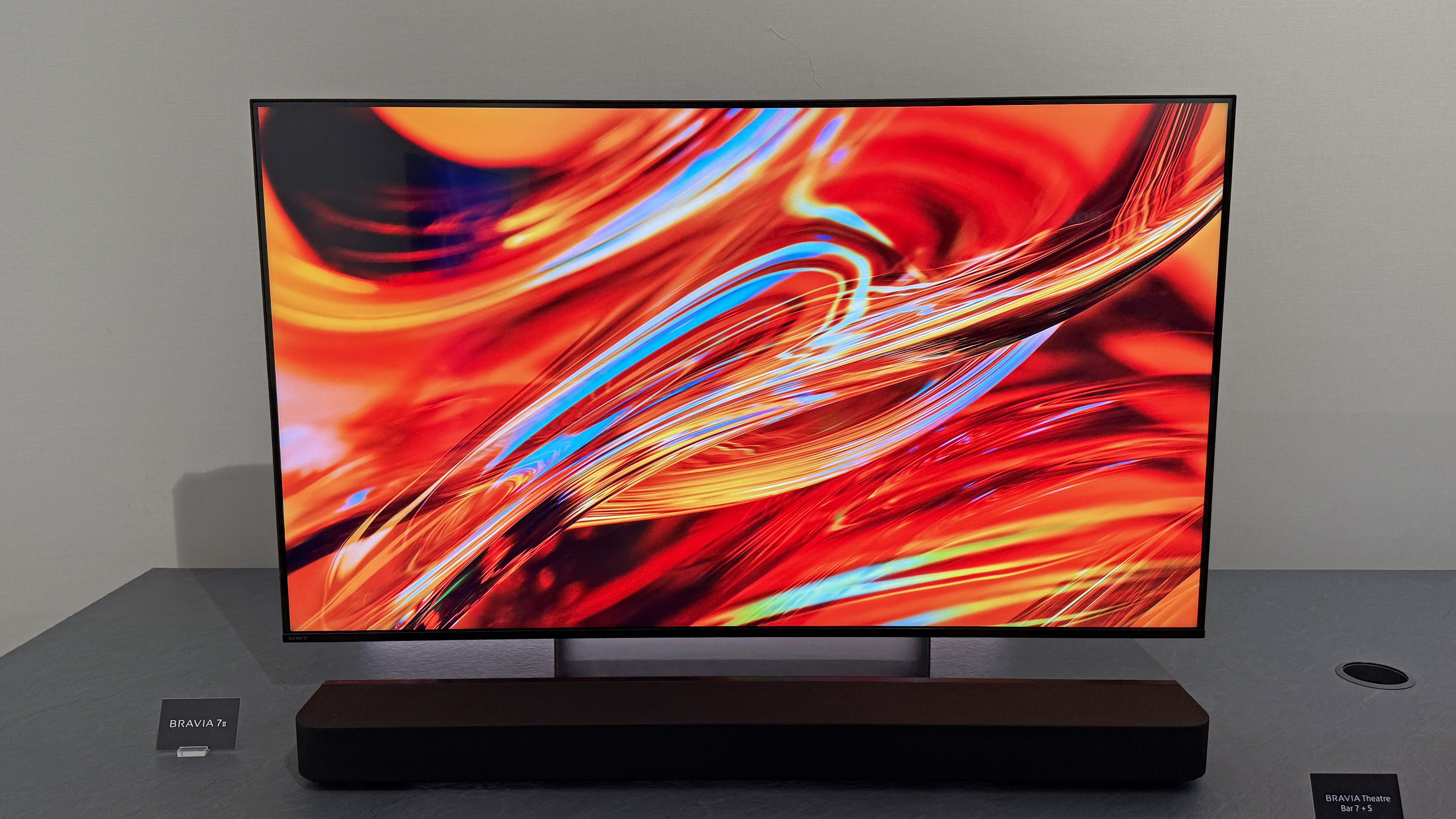 Sony Bravia 7 II TV shows colorful swirl of red light
