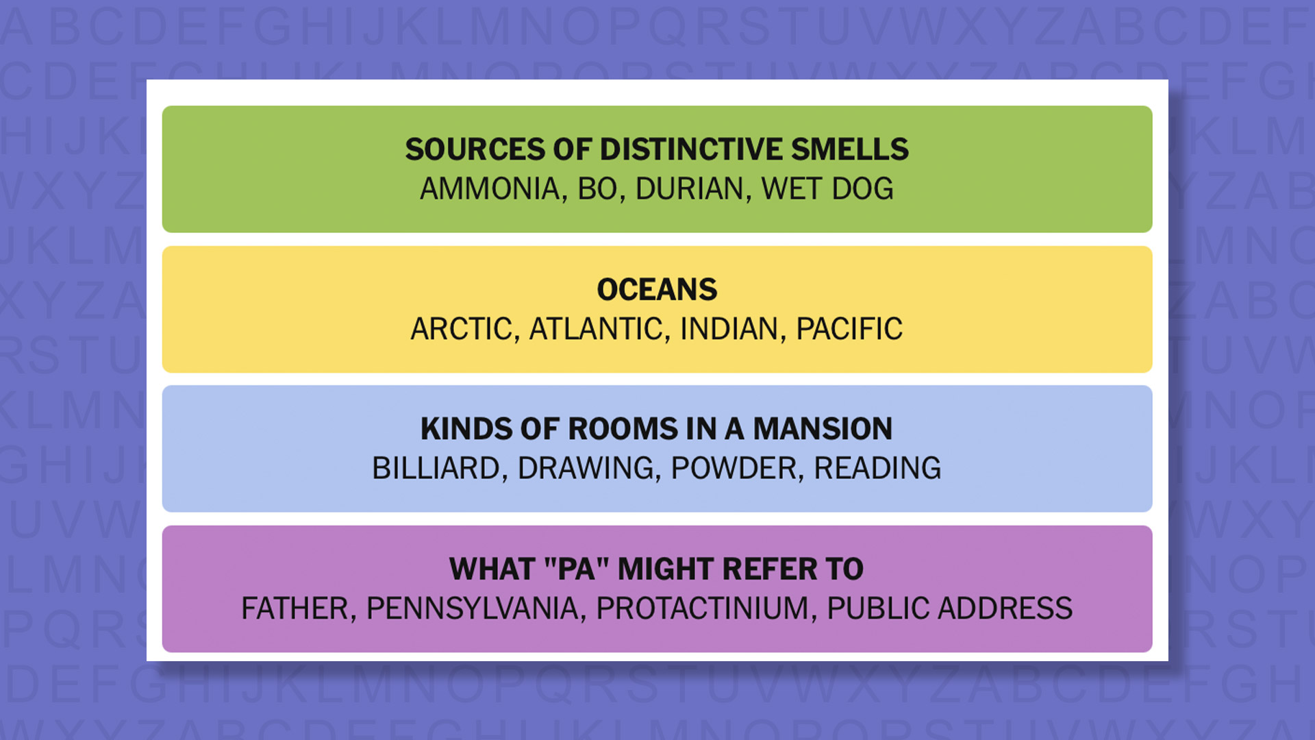 NYT Connections answers game 1083 on a purple background