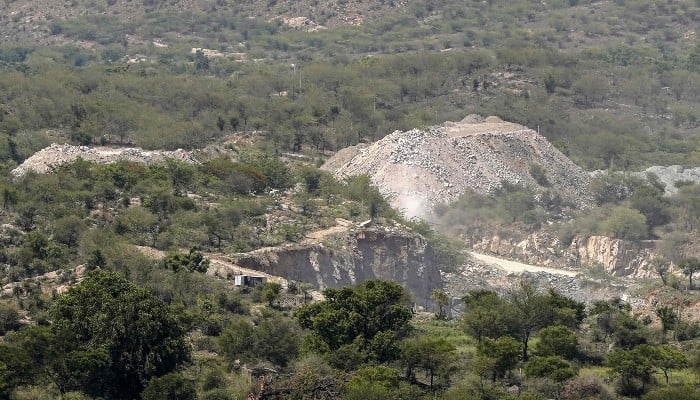 This photograph, taken on May 19, 2026, shows a stone quarry near Avinashi village in Neem Ka Thana town in Rajasthan. — AFP