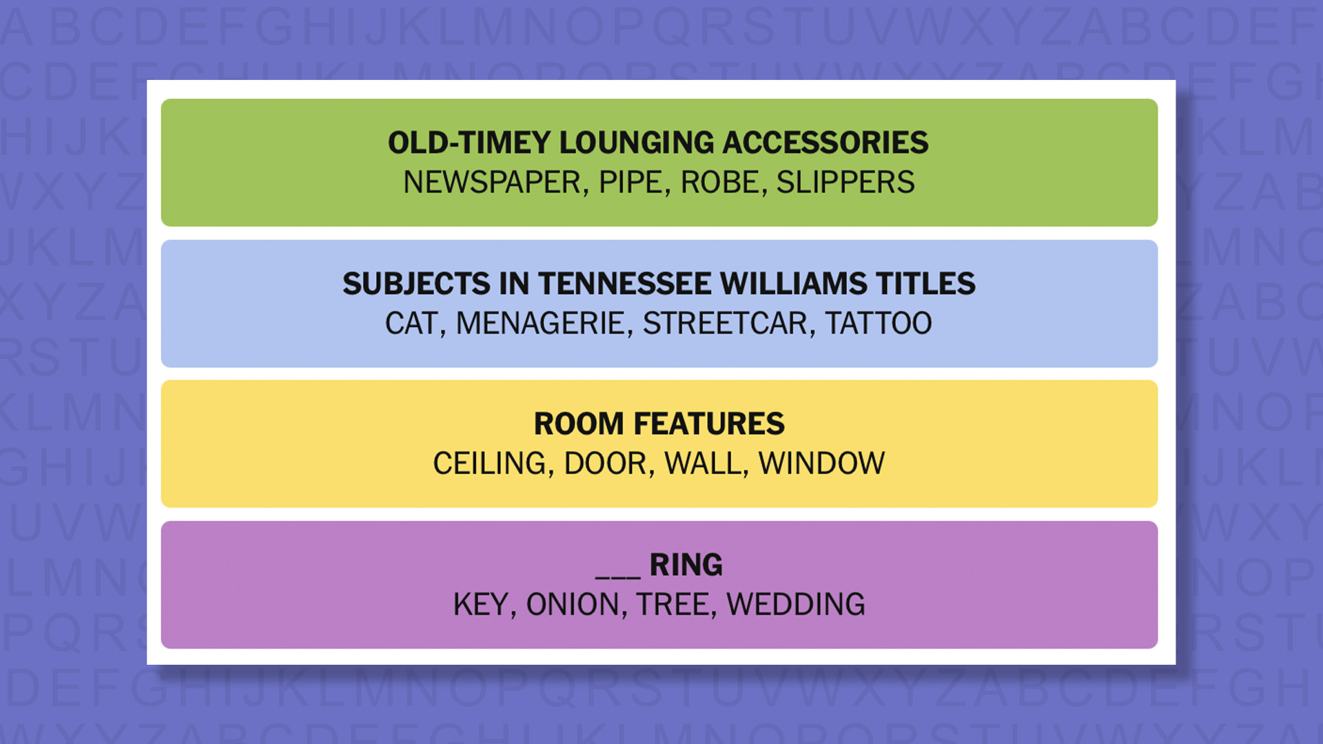 NYT Connections answers game 1086 on a purple background