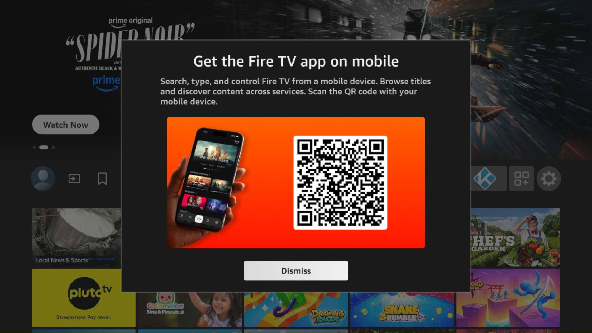 A pop-up window on the Fire TV home screen