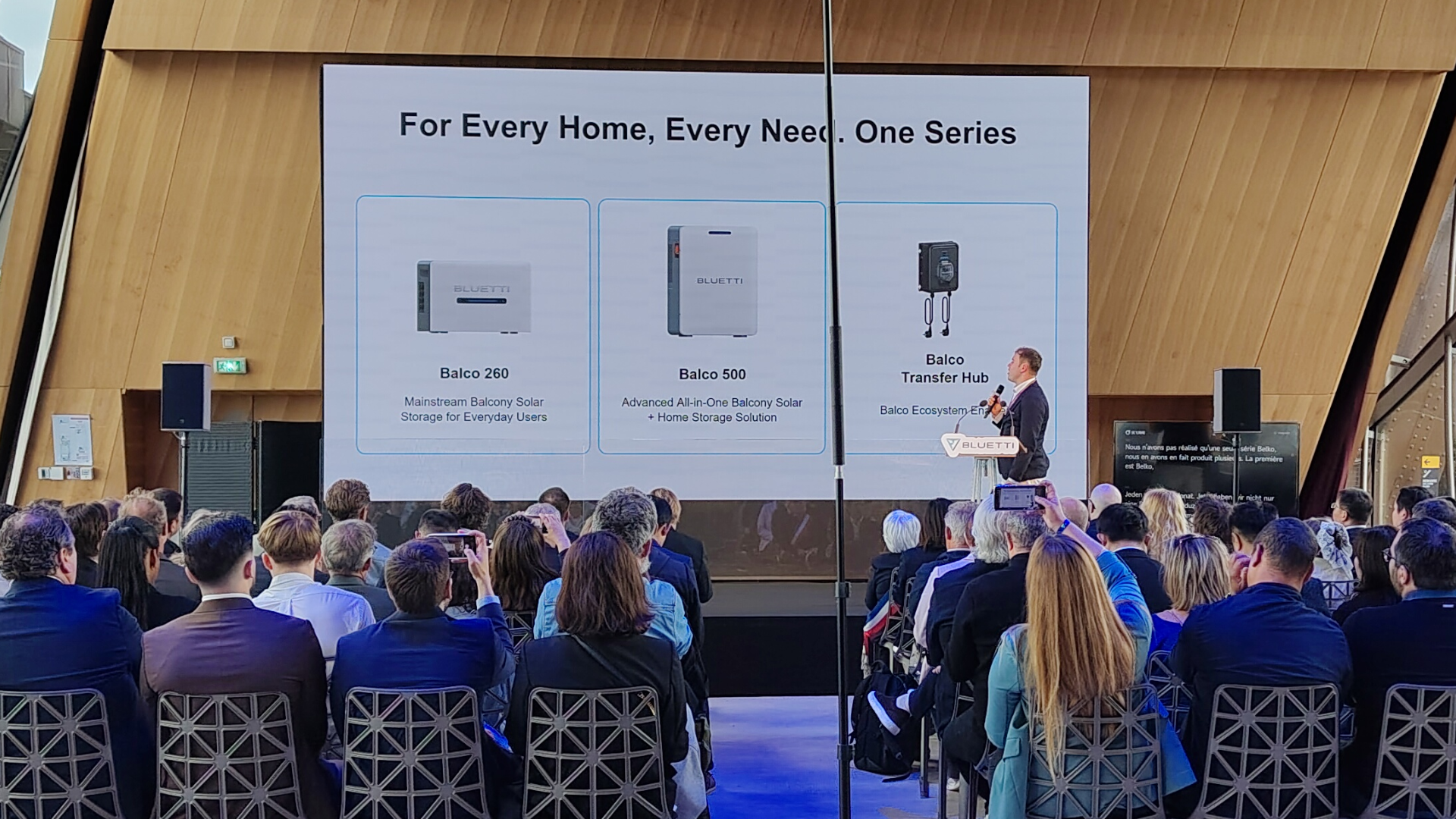 A slide showing the three main units of Bluetti's new Balco range.