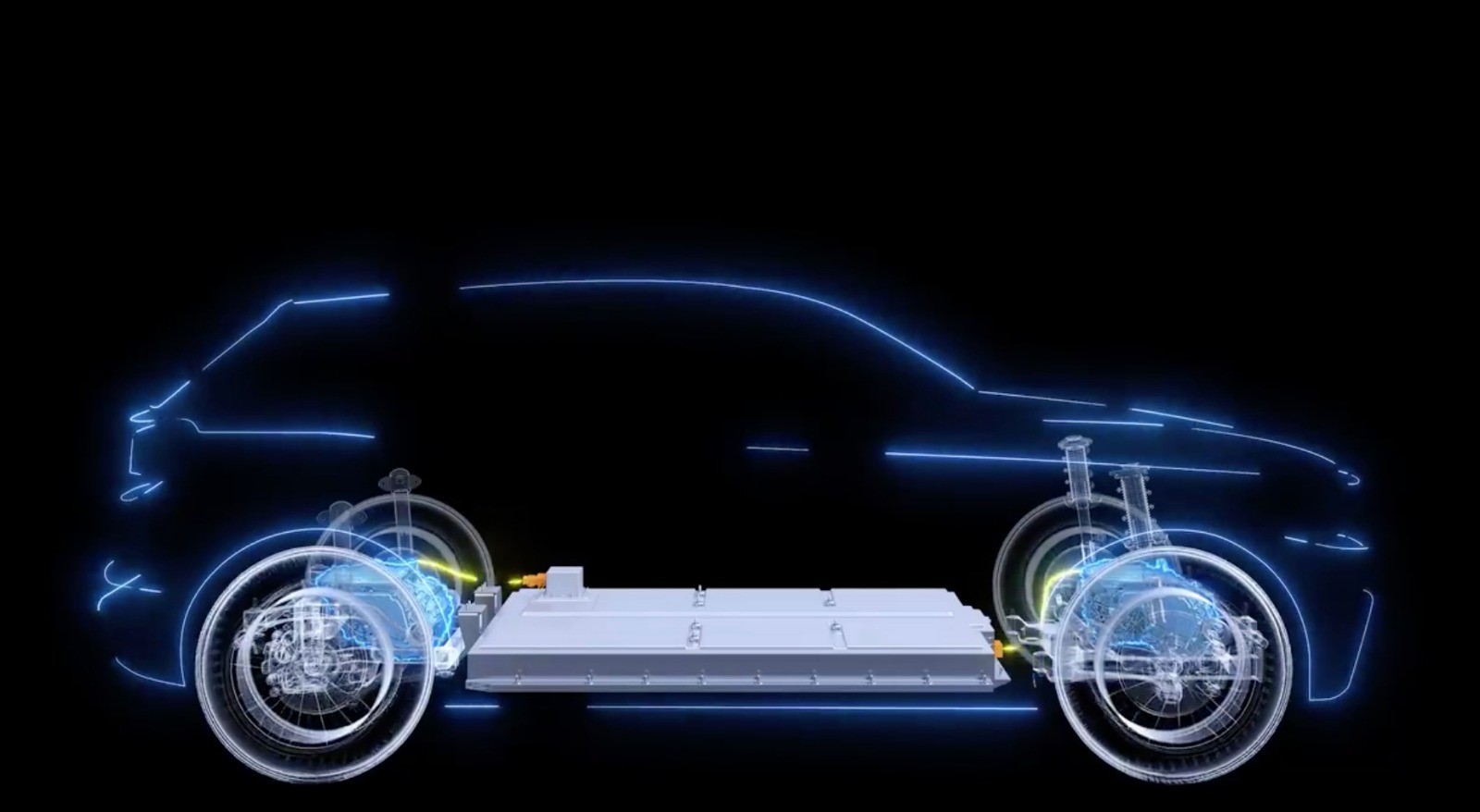 An illustration showing an electric vehicle battery in a car.