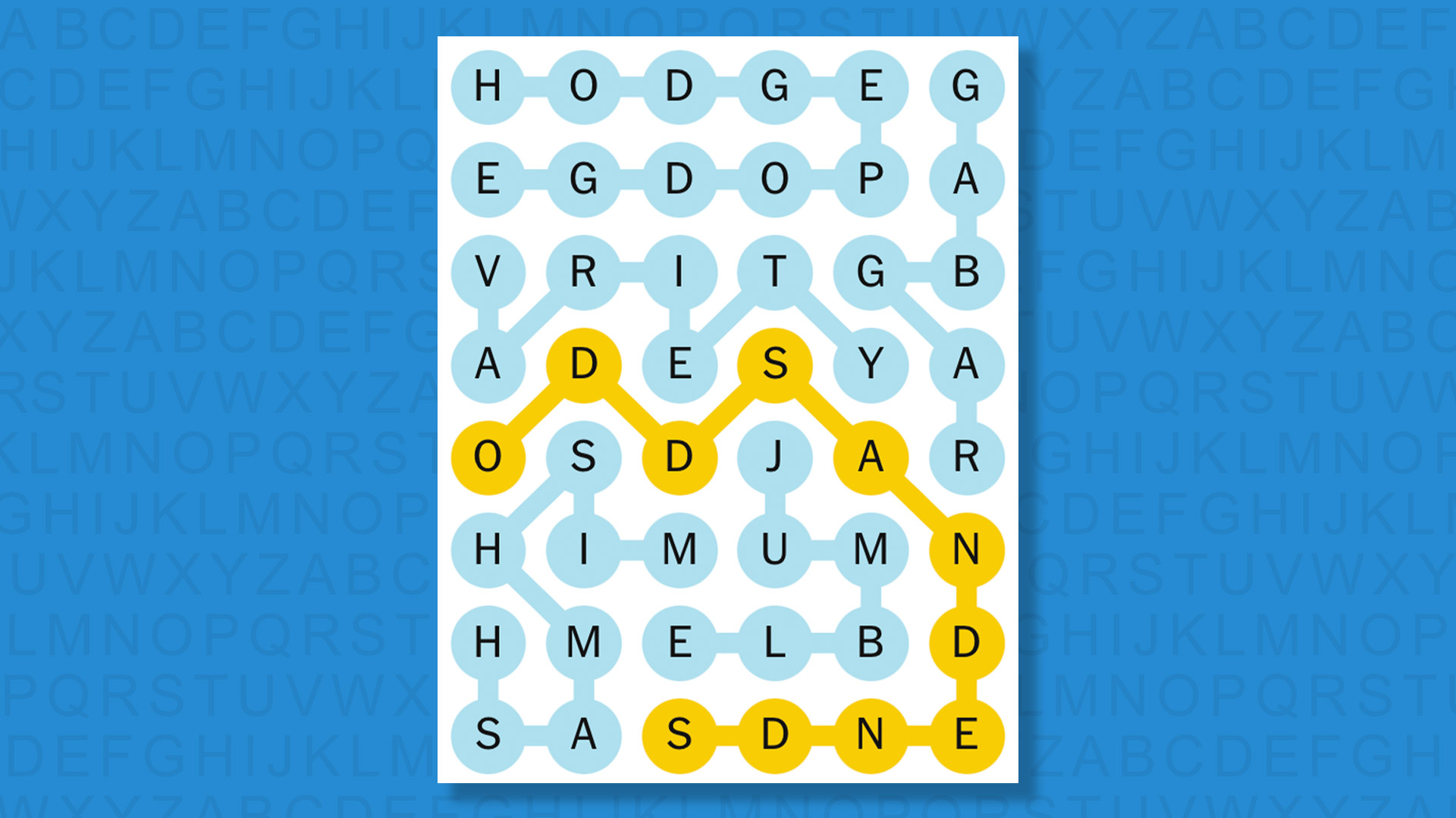 NYT Strands answers game 799 on a blue background