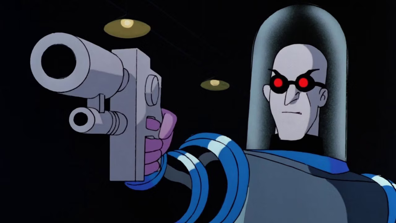 Mister Freeze holding a gun in Batman: The Animated Series