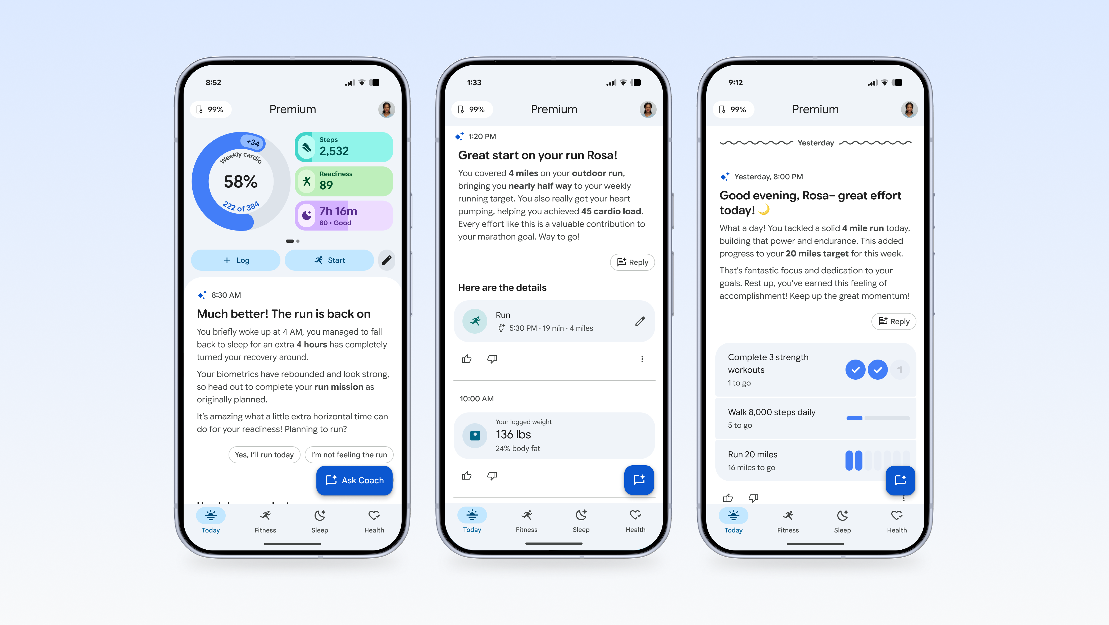 Screenshot of Google Health Coach