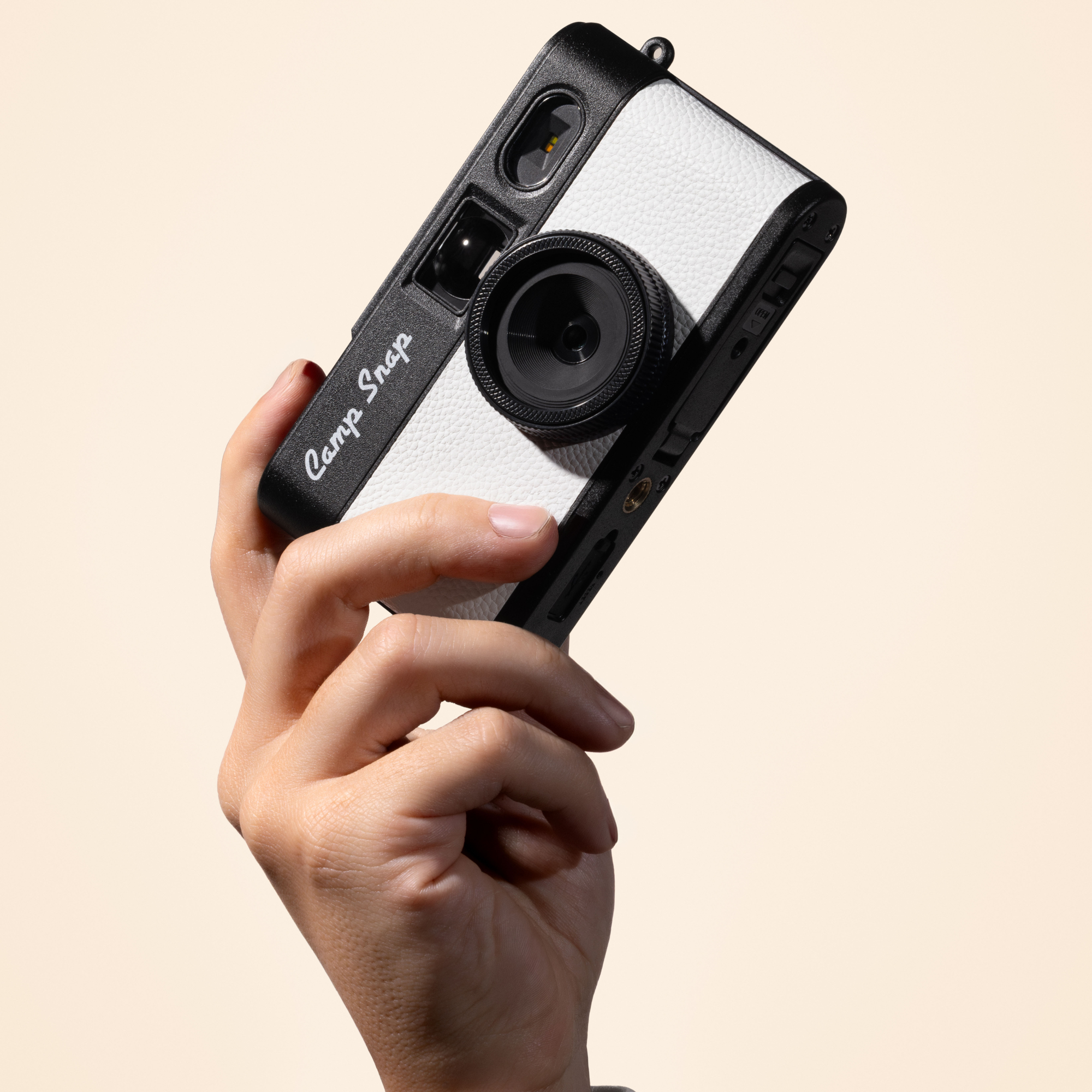 Photograph of the small Camp Snap 2 digital compact camera in white