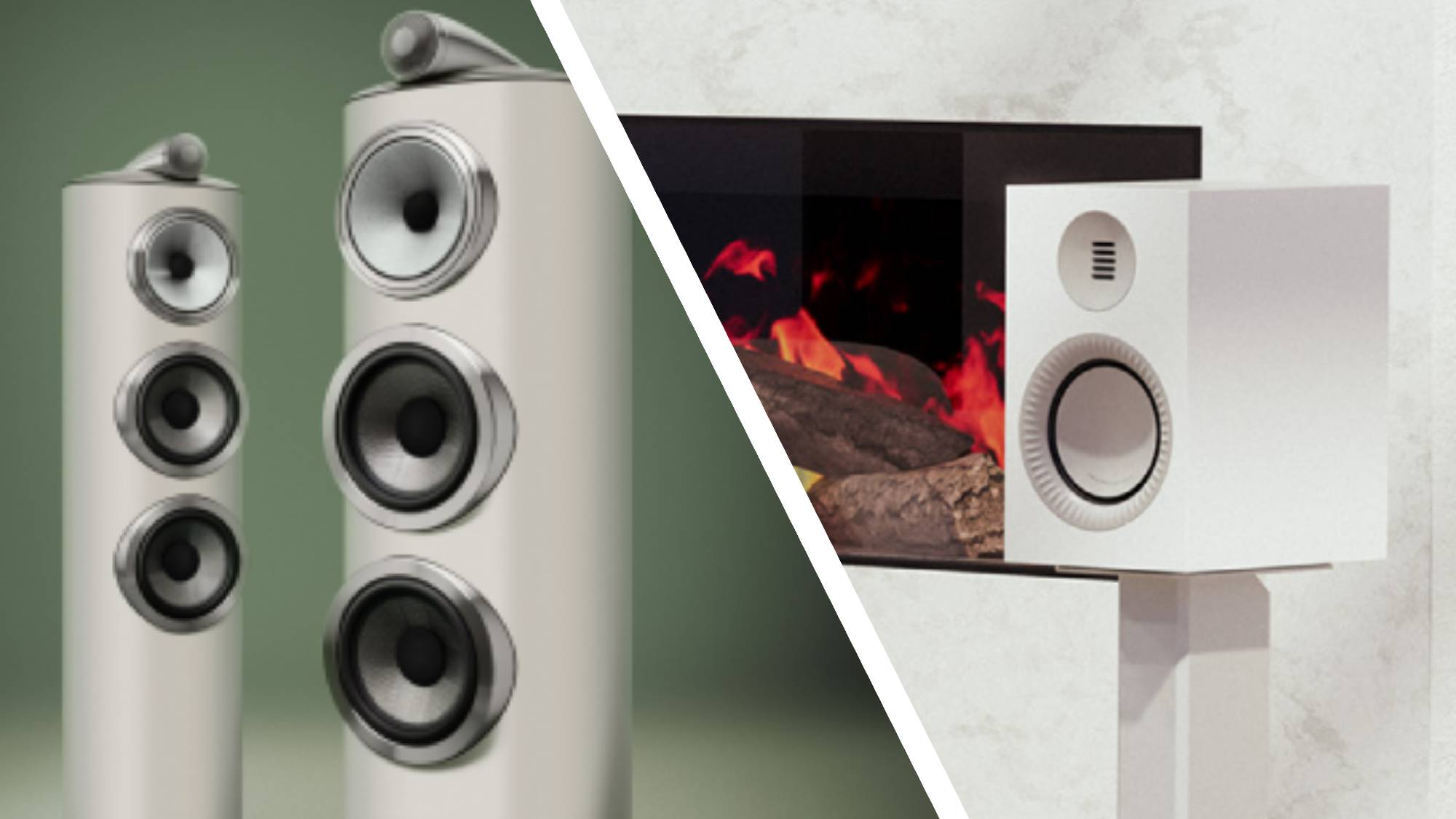 The Kanto Tuk Grand on the right and Bowers & Wilkins 800 Series Diamond D5 on the left.