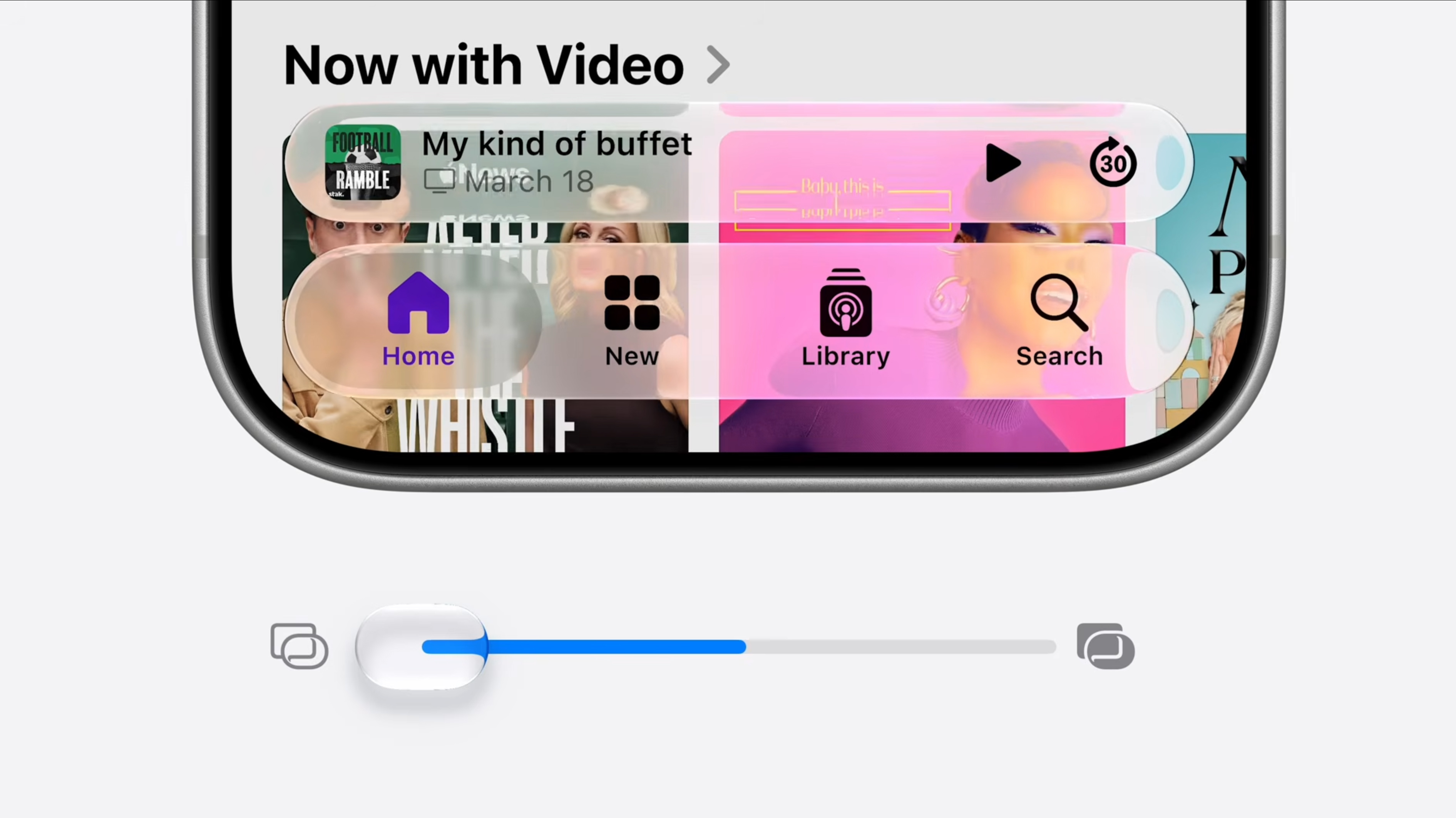 A Liquid Glass slider in iOS 27