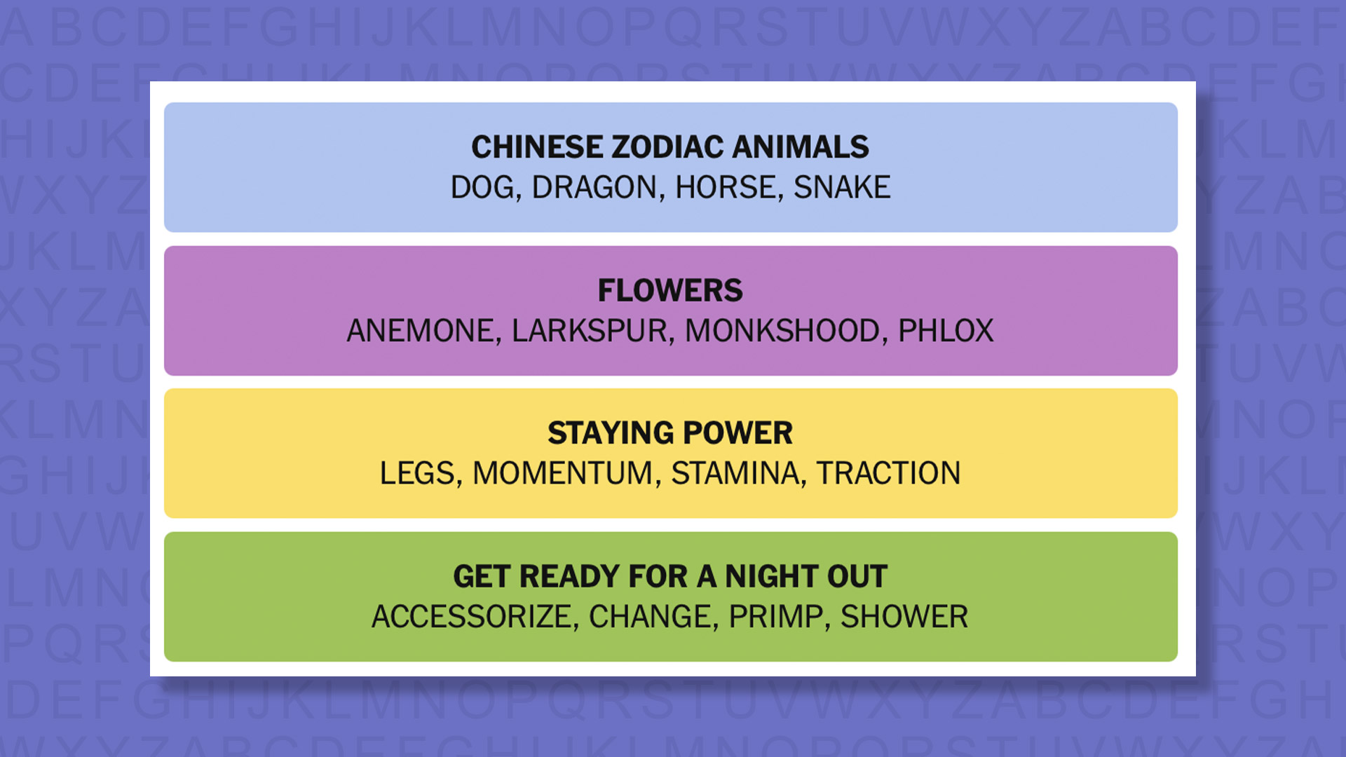 NYT Connections answers game 1100 on a purple background