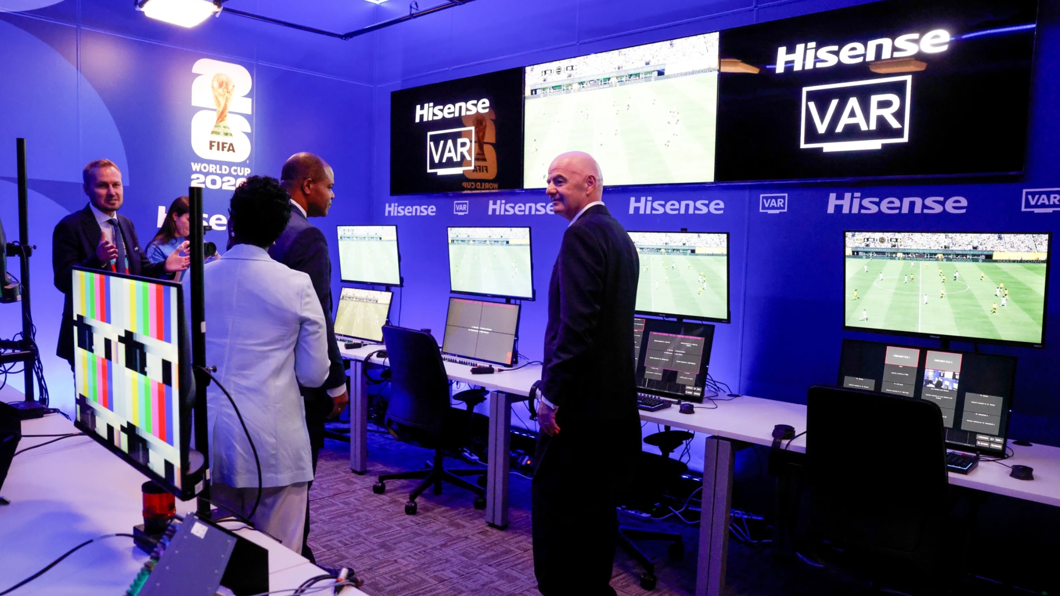 The control room at the FIFA International Broadcast Center in Dallas