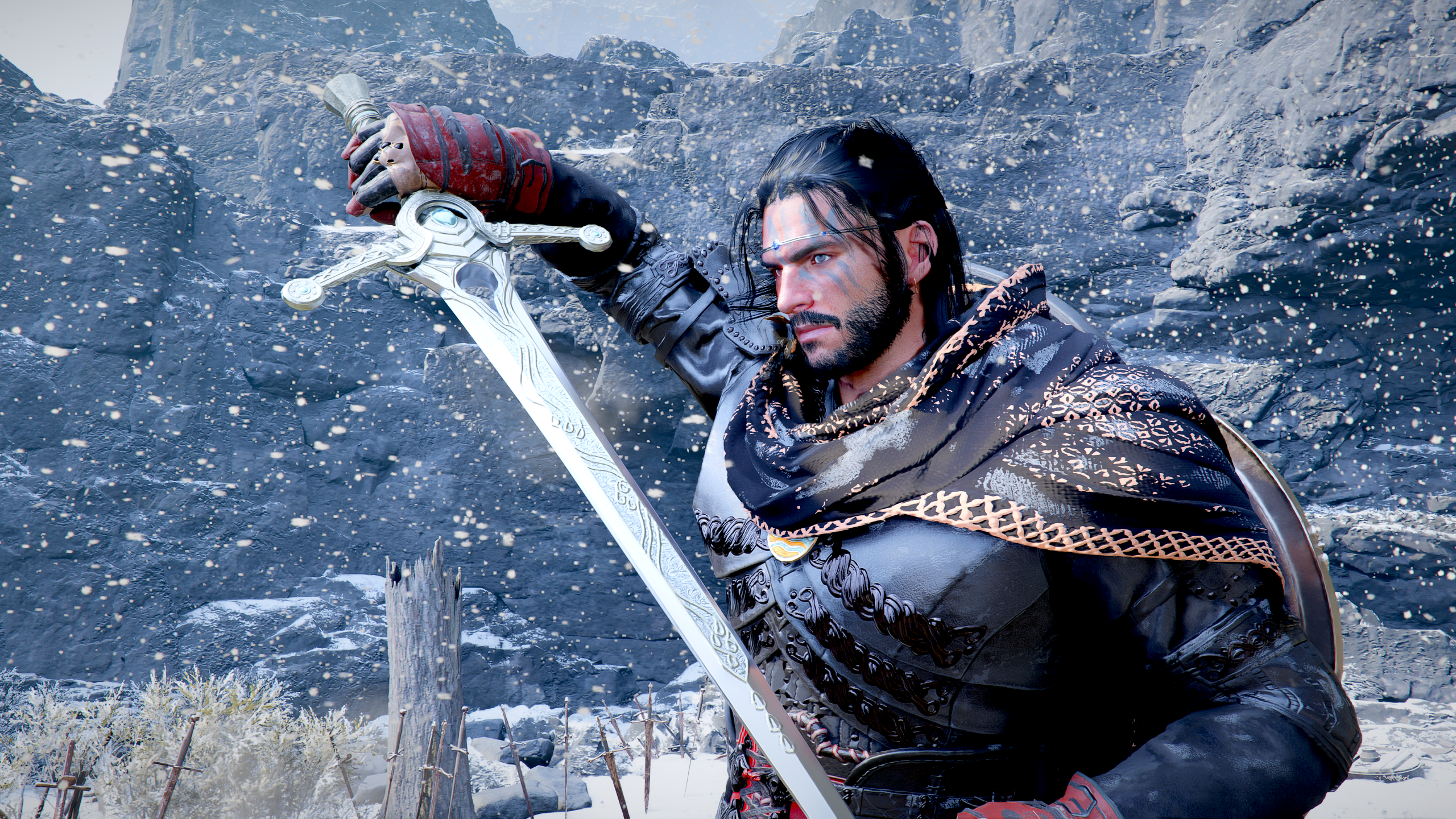 Kliff MacDuff sheathing his sword in Crimson Desert