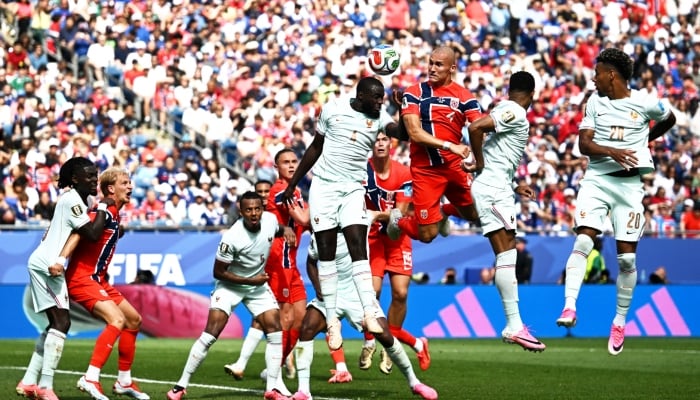 Norway's Leo Ostigard in action with Frances Dayot Upamecano and Desire Doue in the 2026 FIFA World Cup Group I match at Boston Stadium, Foxborough, Massachusetts, USA, June 26, 2026. – Reuters
