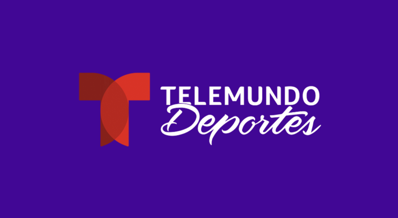 The Telemundo logo on a purple background.