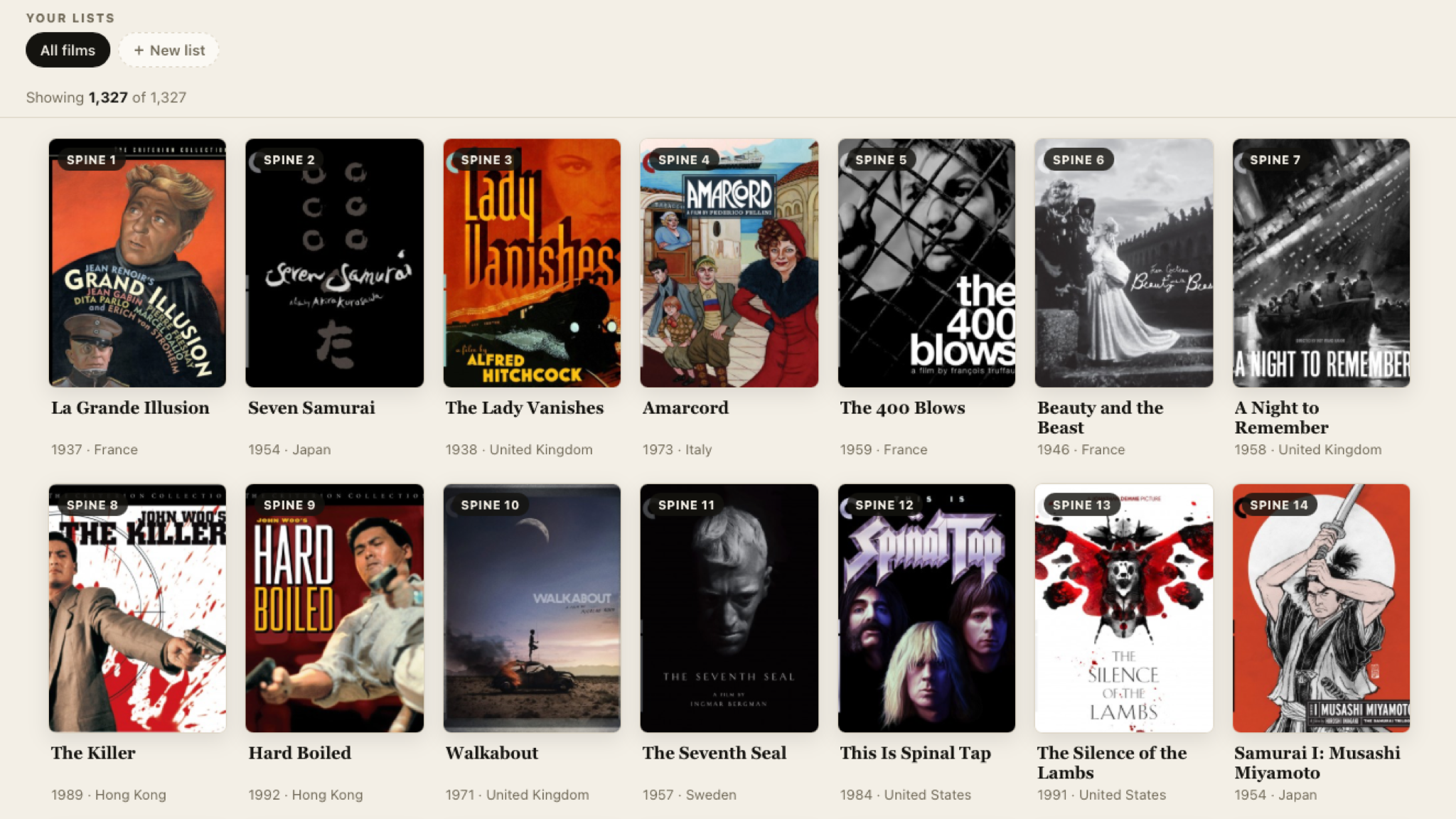 Screenshot of The Closet, a virtual version of The Criterion Closet