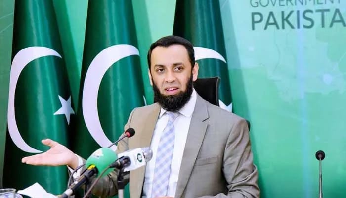 Federal Minister for Information and Broadcasting Attaullah Tarar gestures while addressing a press conference in Islamabad on July 1, 2024. – APP