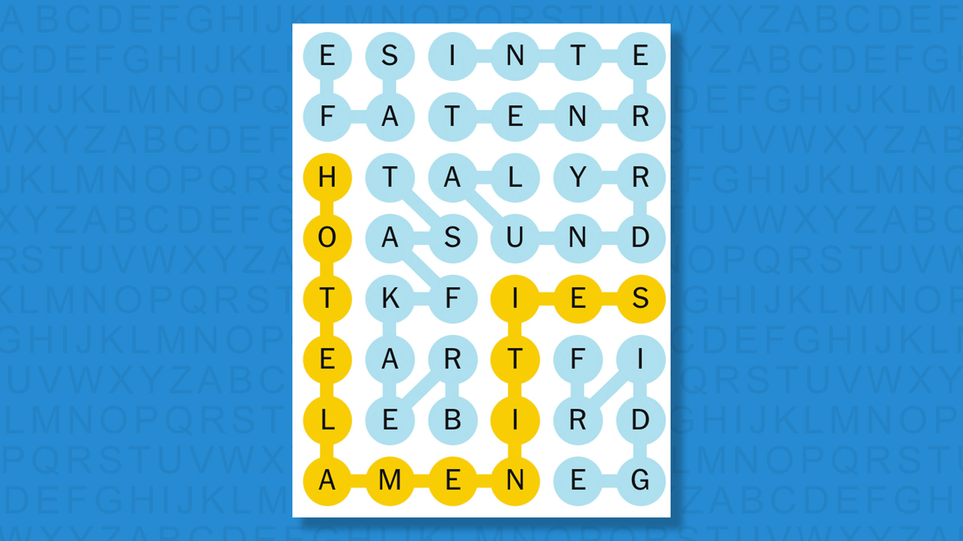 NYT Strands answers game 840 on a blue background