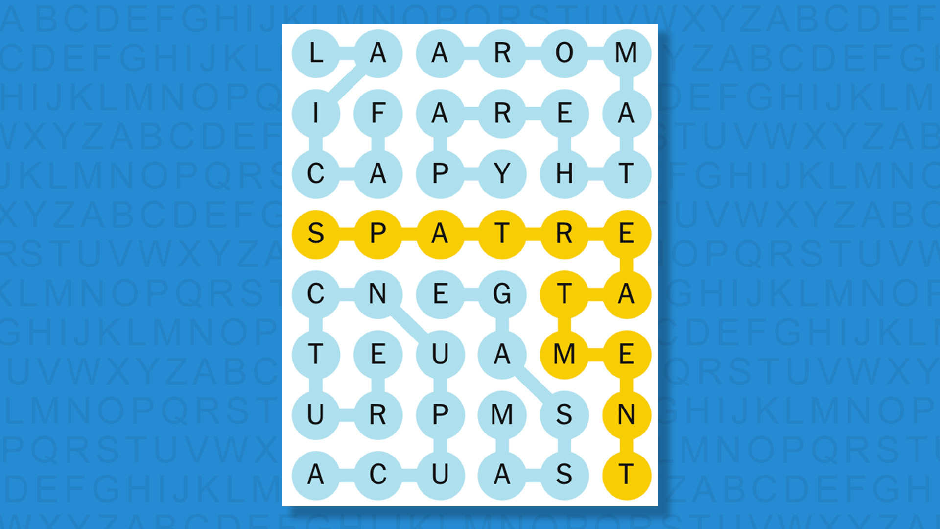 NYT Strands answers game 844 on a blue background