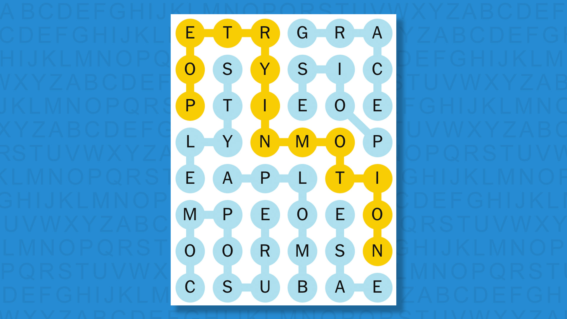 NYT Strands answers game 823 on a blue background
