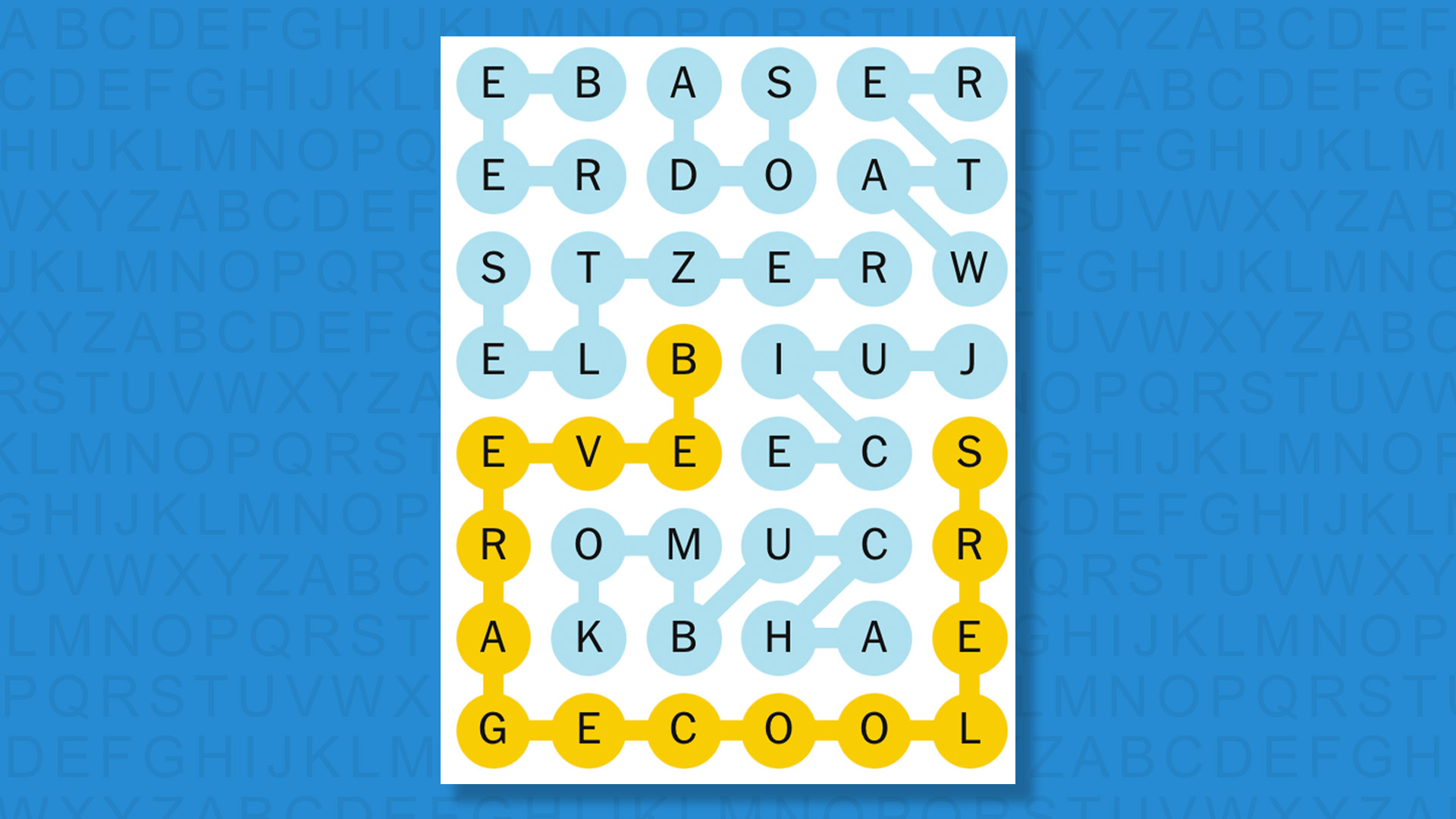 NYT Strands answers game 843 on a blue background