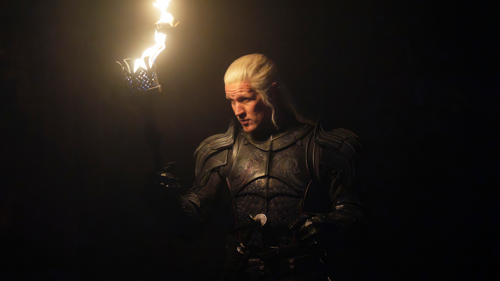 Daemon Targaryen holding a torch in a dark room in House of the Dragon season 3, episode 2