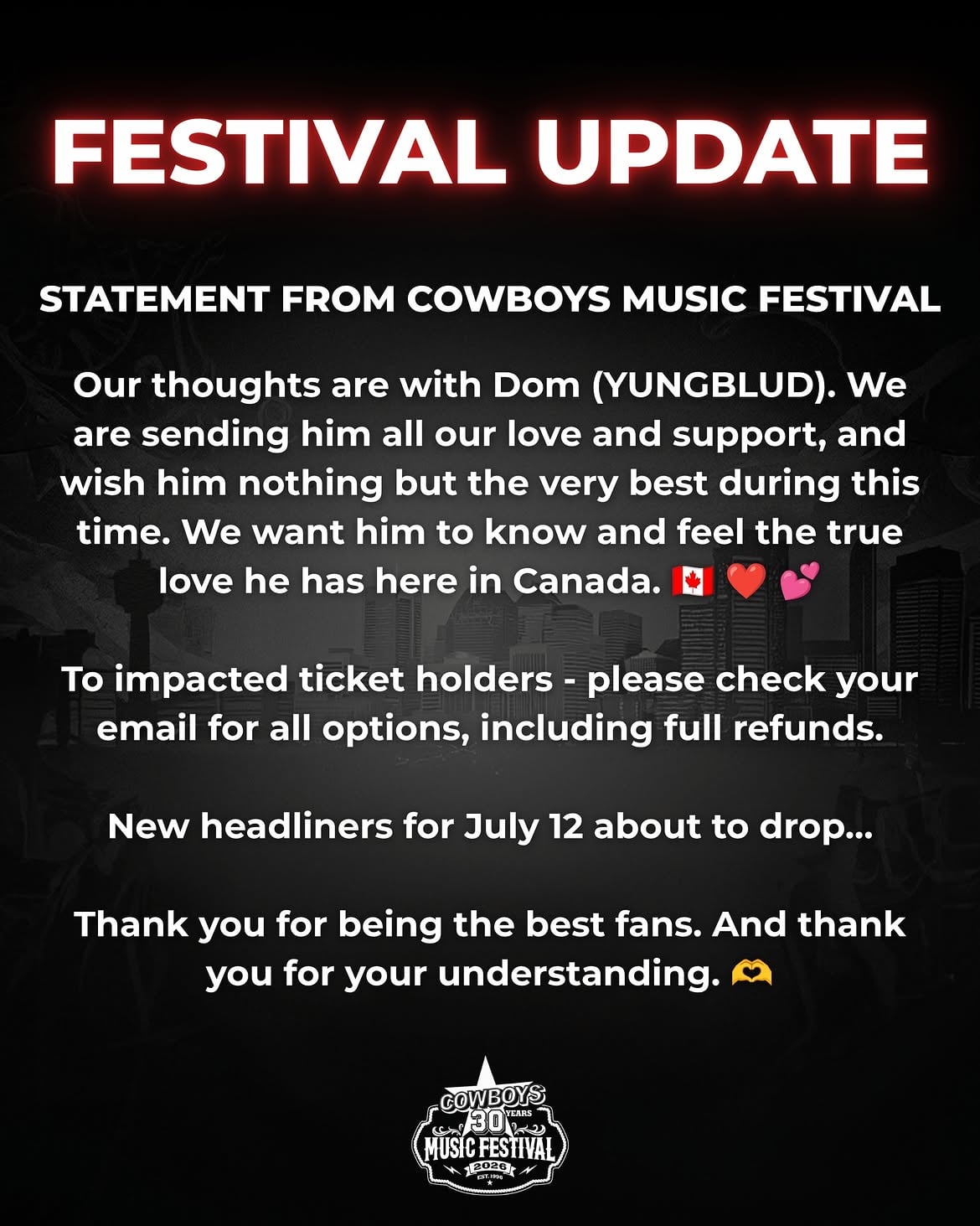 Yungblud leaves the festival mid-performance