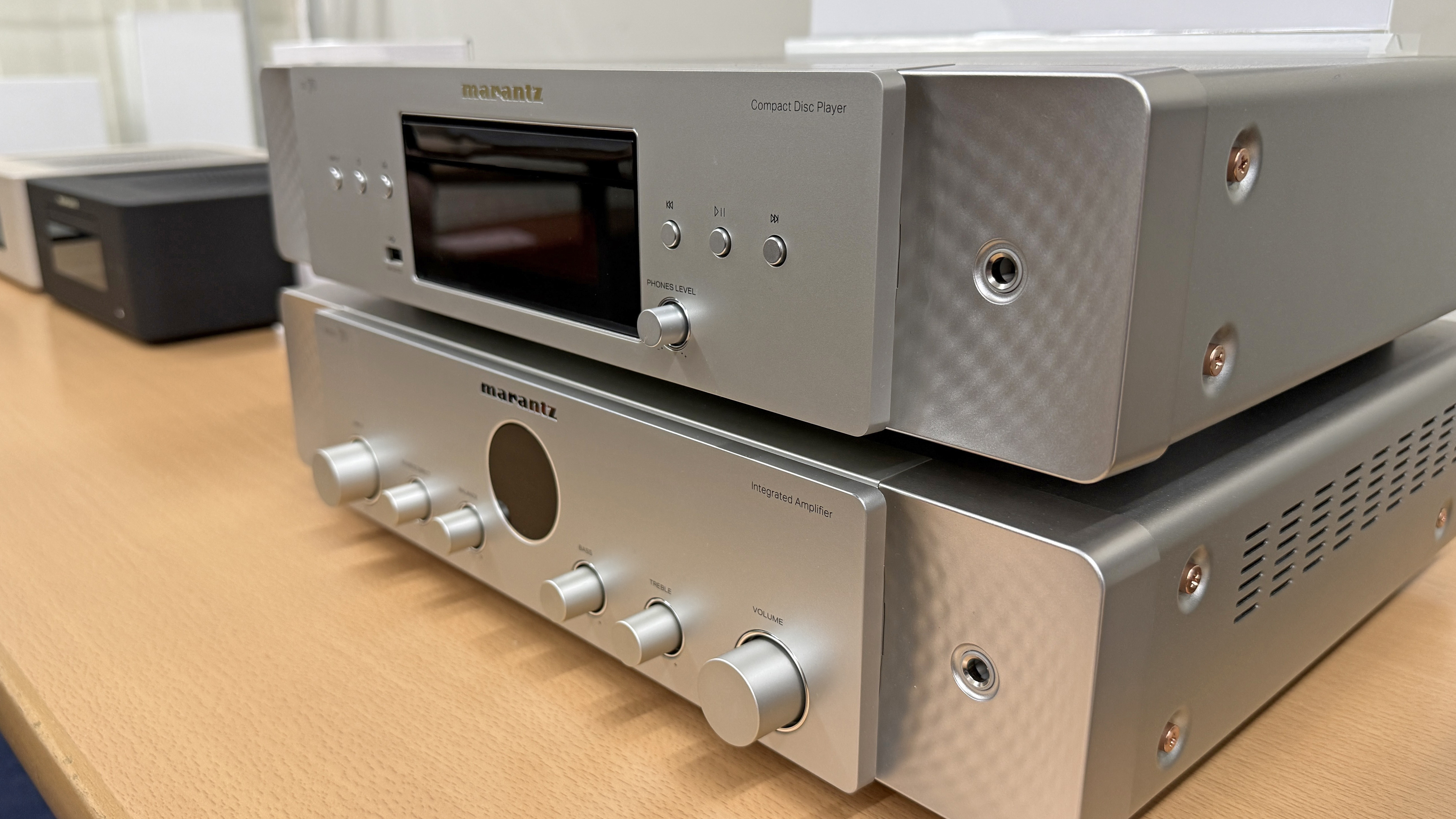 Marantz Model 70 amp CD player and CD 70 on a wooden surface