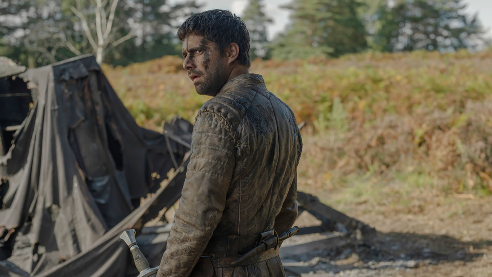 Criston Cole looking over his left shoulder in House of the Dragon season 3, episode 6