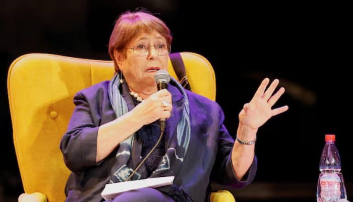 Former Chilean President Michelle Bachelet, candidate for UN secretary general, speaks at an event commemorating the 20th anniversary of the first government headed by a woman at Valparaíso University in Valparaíso, Chile, March 31, 2026. – Reuters