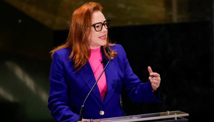 United Nations Secretary-General candidate Maria Fernanda Espinosa speaks during the UN Town Hall: The Next Secretary-General event at United Nations headquarters in New York City, U.S., July 23, 2026. – Reuters