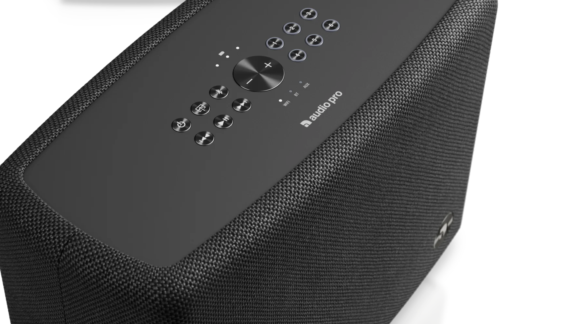 Detail of the top plate of the Audio Pro A15 W