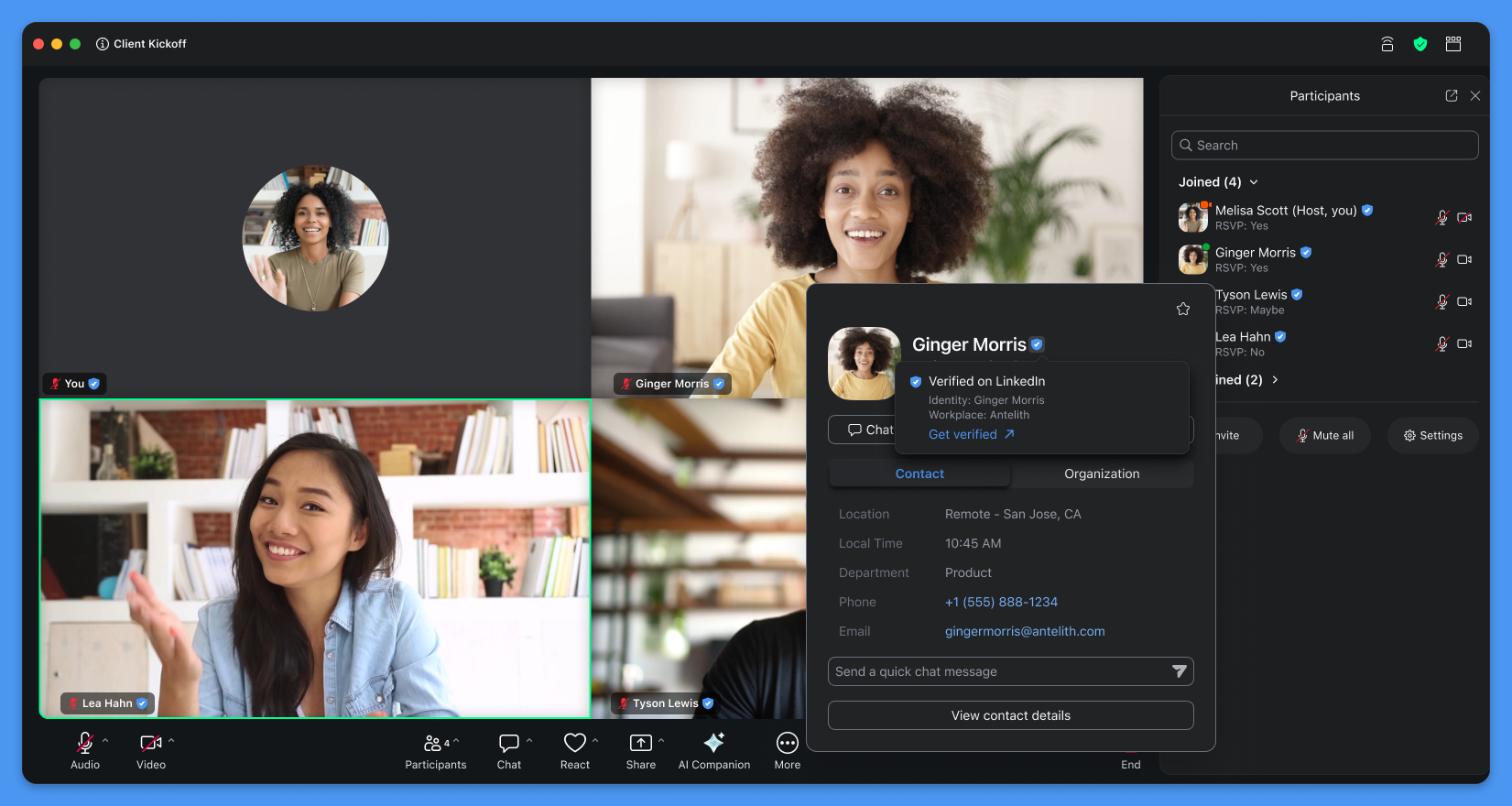 Example of Zoom verified on LinkedIn