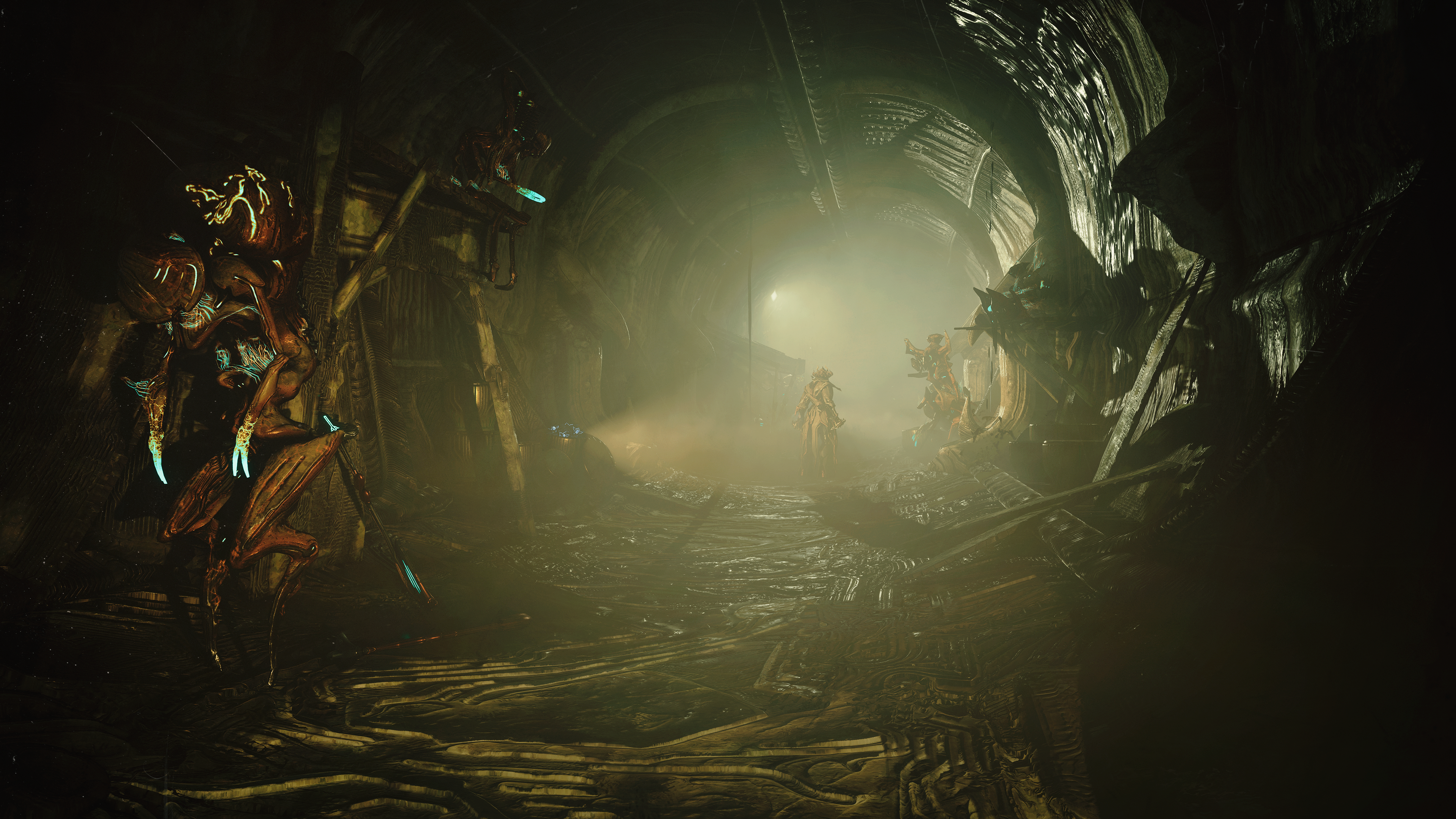 Screenshot from Warframe's Tau update, showing the Fornax slums.