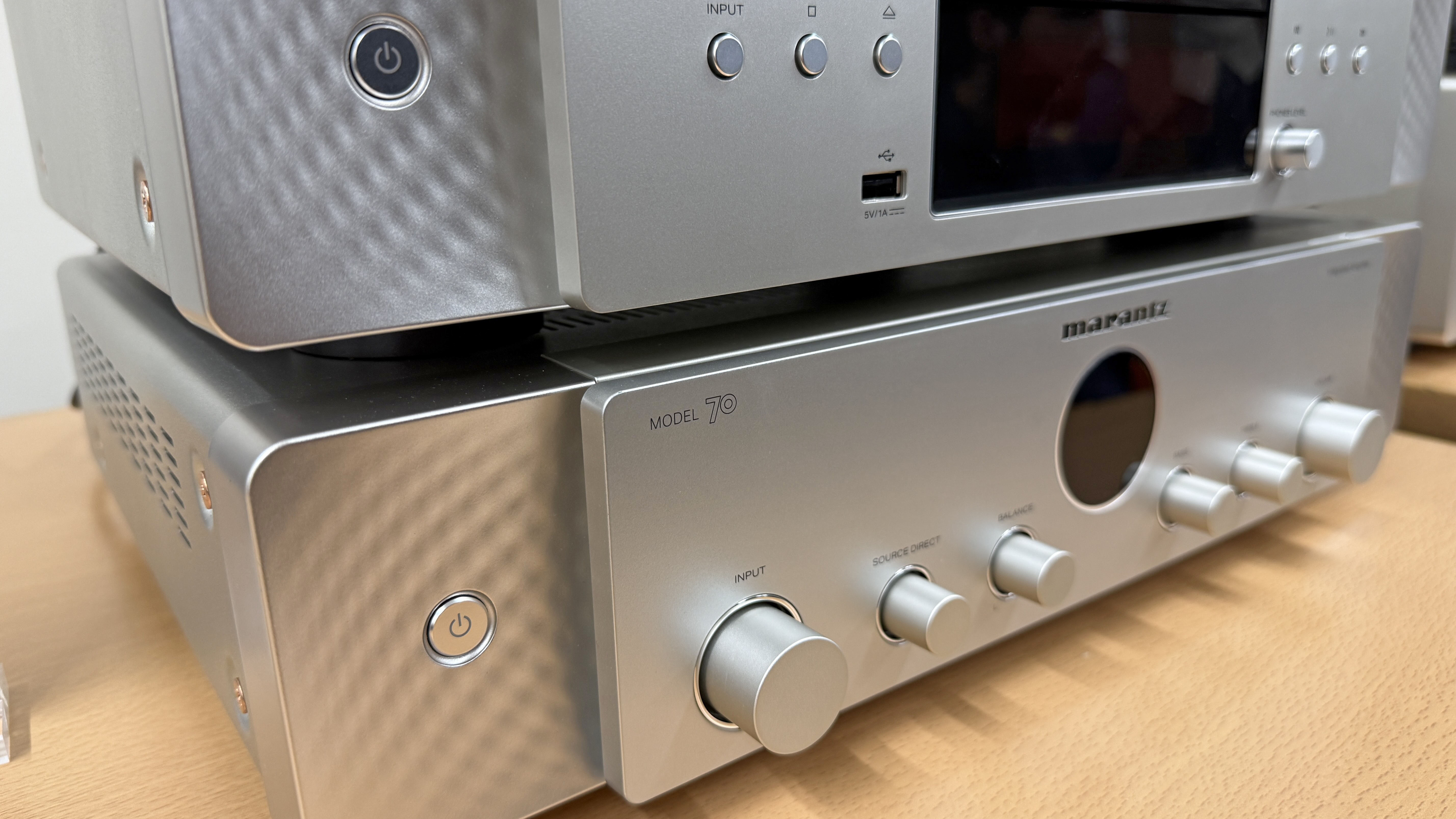 Marantz Model 70 amp CD player and CD 70 on a wooden surface