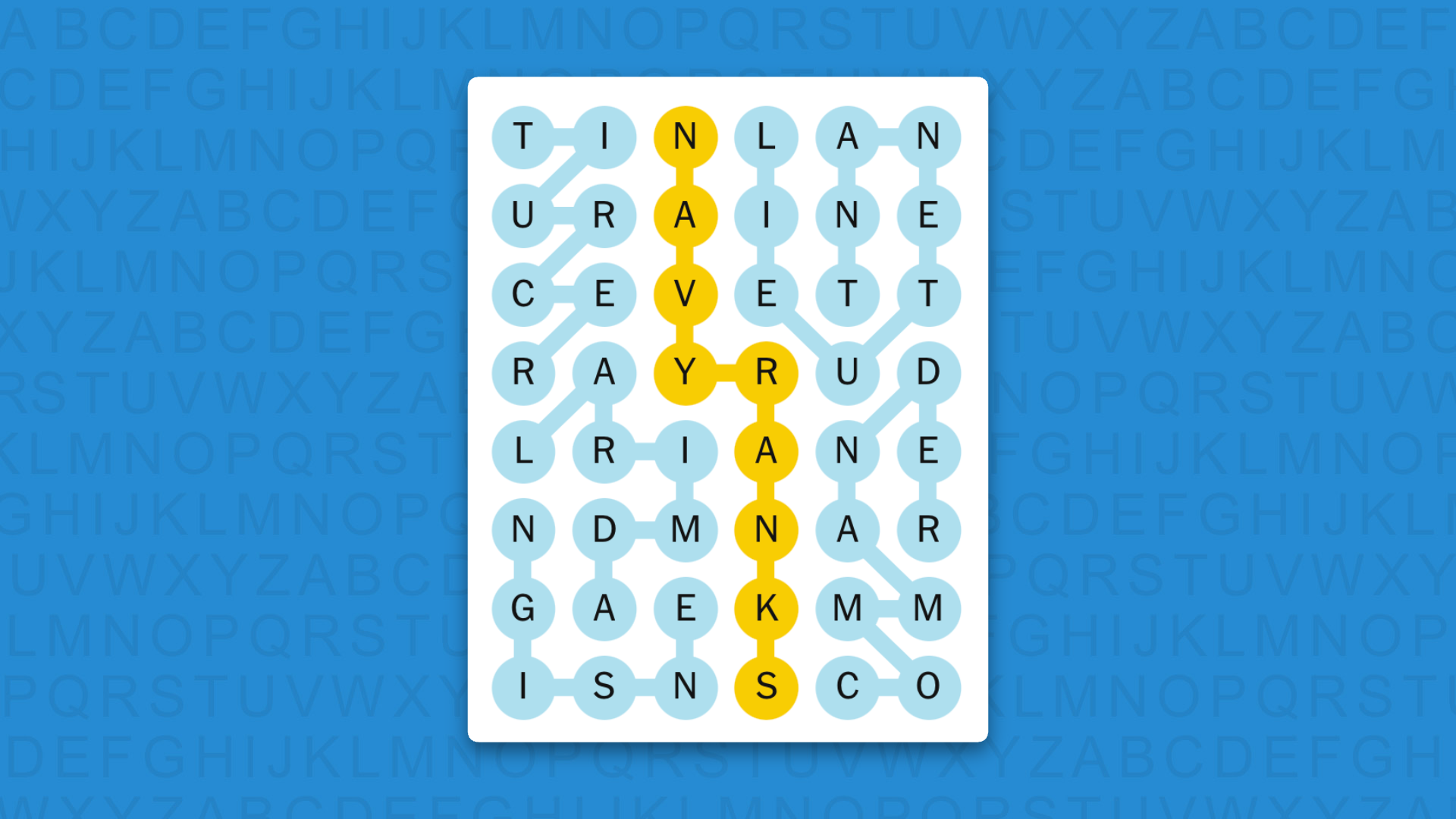NYT Strands answers game 872 on a blue background