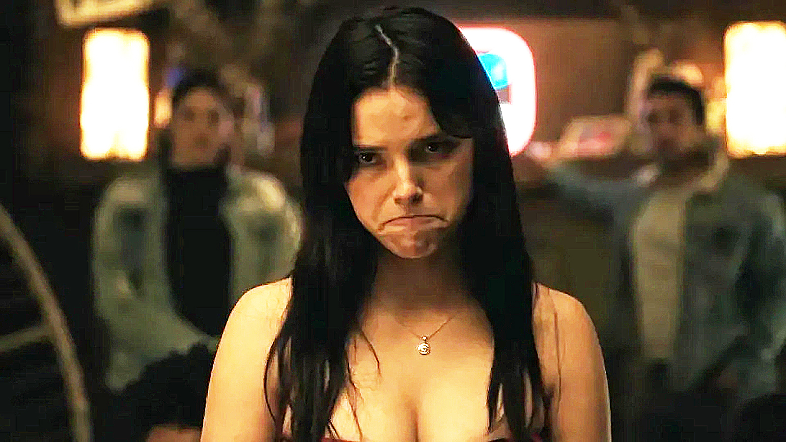 Inde Navarette's Nikki showing off her iconic frowning face in Obsession
