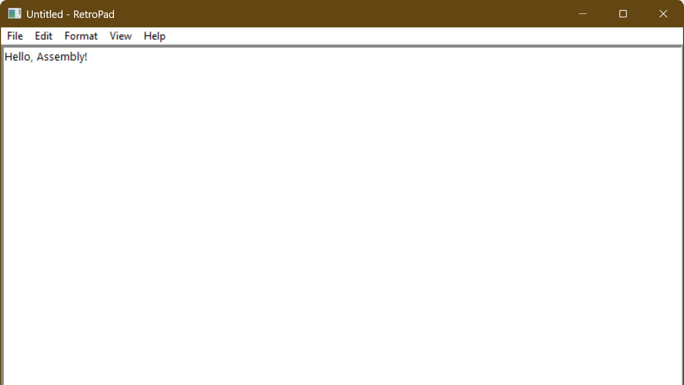 TinyRetroPad running showing a text document