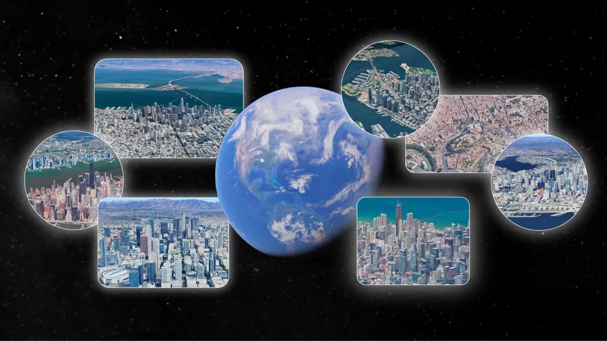 A variety of photos from the Google Earth application.
